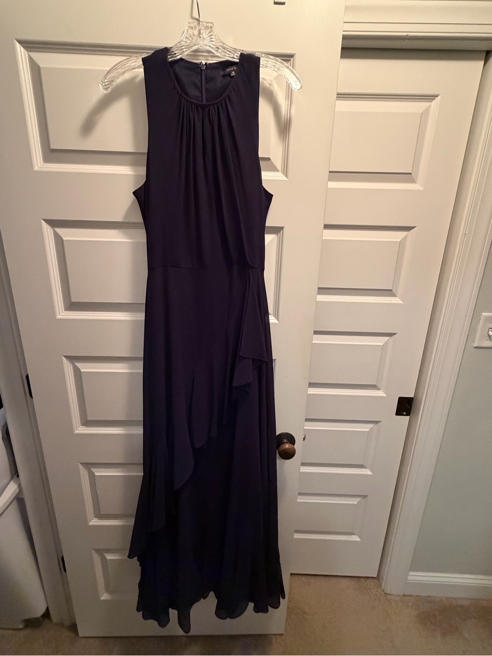 Alex Marie Navy Sleeveless Maxi Dress with Ruffle Cascade